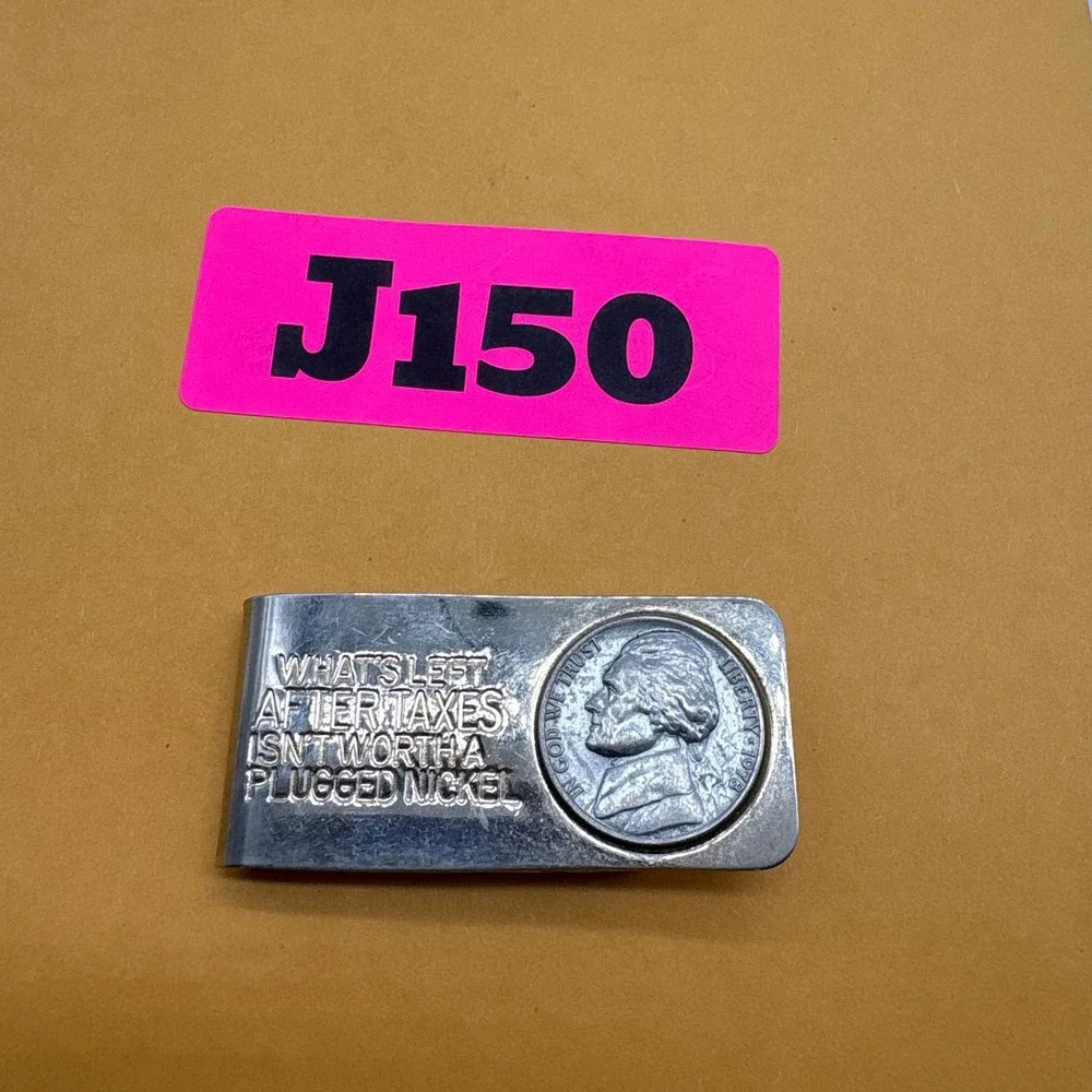 Vintage 1978 Jefferson Nickel Money Clip Gold Tone What's Left After Taxes